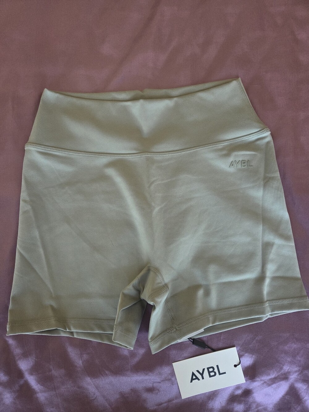 NWT AYBL High-Waist Women’s Bike Shorts — Washed Olive Size L